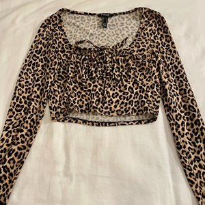 Leopard Print Cropped Long Sleeve
